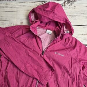 Columbia Switchback III Shell Rain Jacket Womens 1X Pink Hooded Packable Nylon